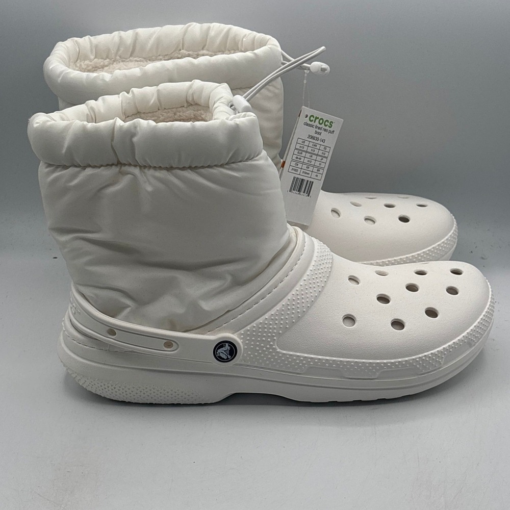 Crocs Classic Lined Neo Puff Boot Mens Size 13 White Insulated Winter 206630-143